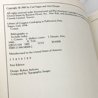 Comet by Carl Sagan & Ann Druyan [FIRST EDITION] 1986 • Random House