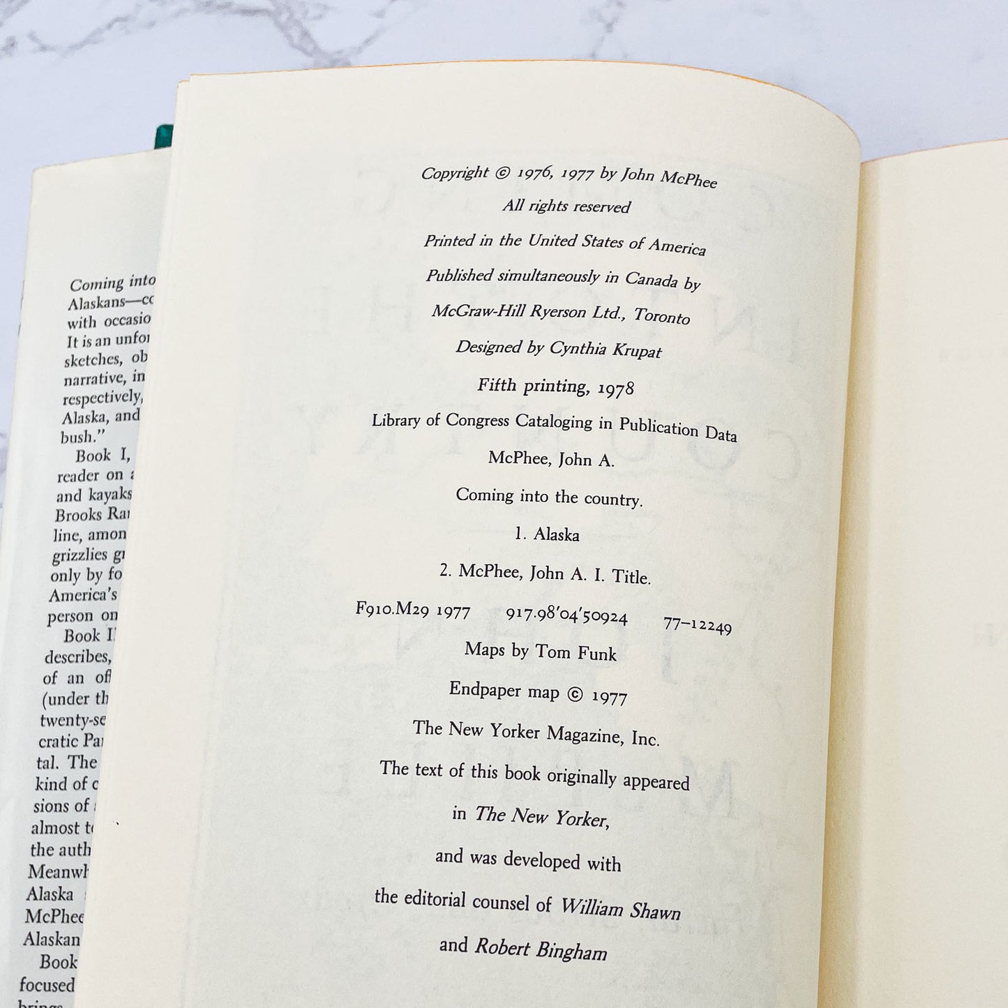 Coming Into the Country by John McPhee [FIRST EDITION] 1978 • Farrar Straus & Giroux