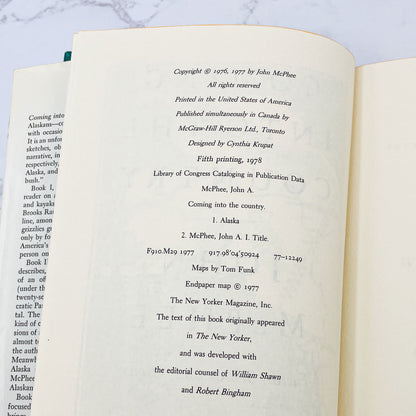 Coming Into the Country by John McPhee [FIRST EDITION] 1978 • Farrar Straus & Giroux