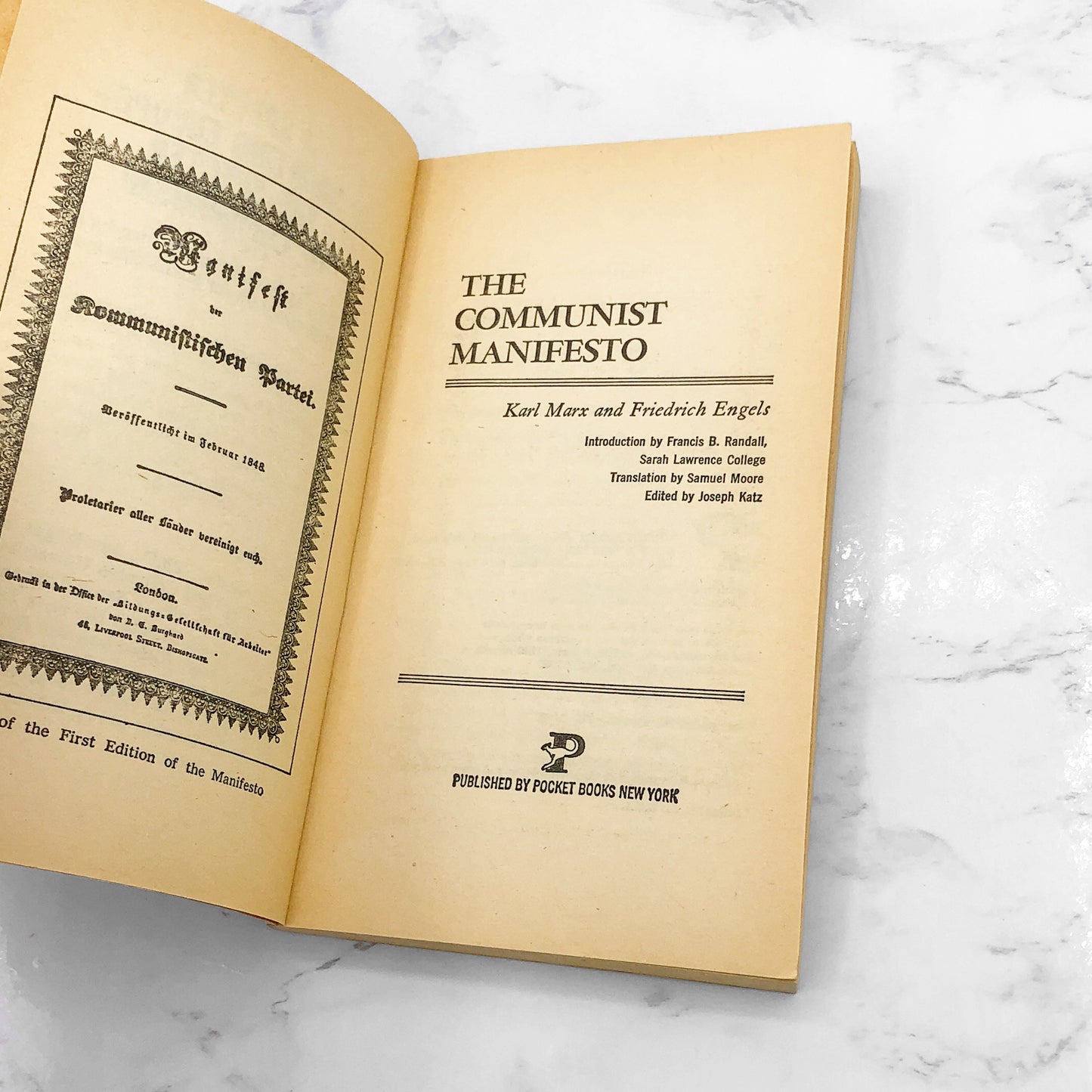 The Communist Manifesto by Karl Marx & Friedich Engels [1964 PAPERBACK] • Pocket Books