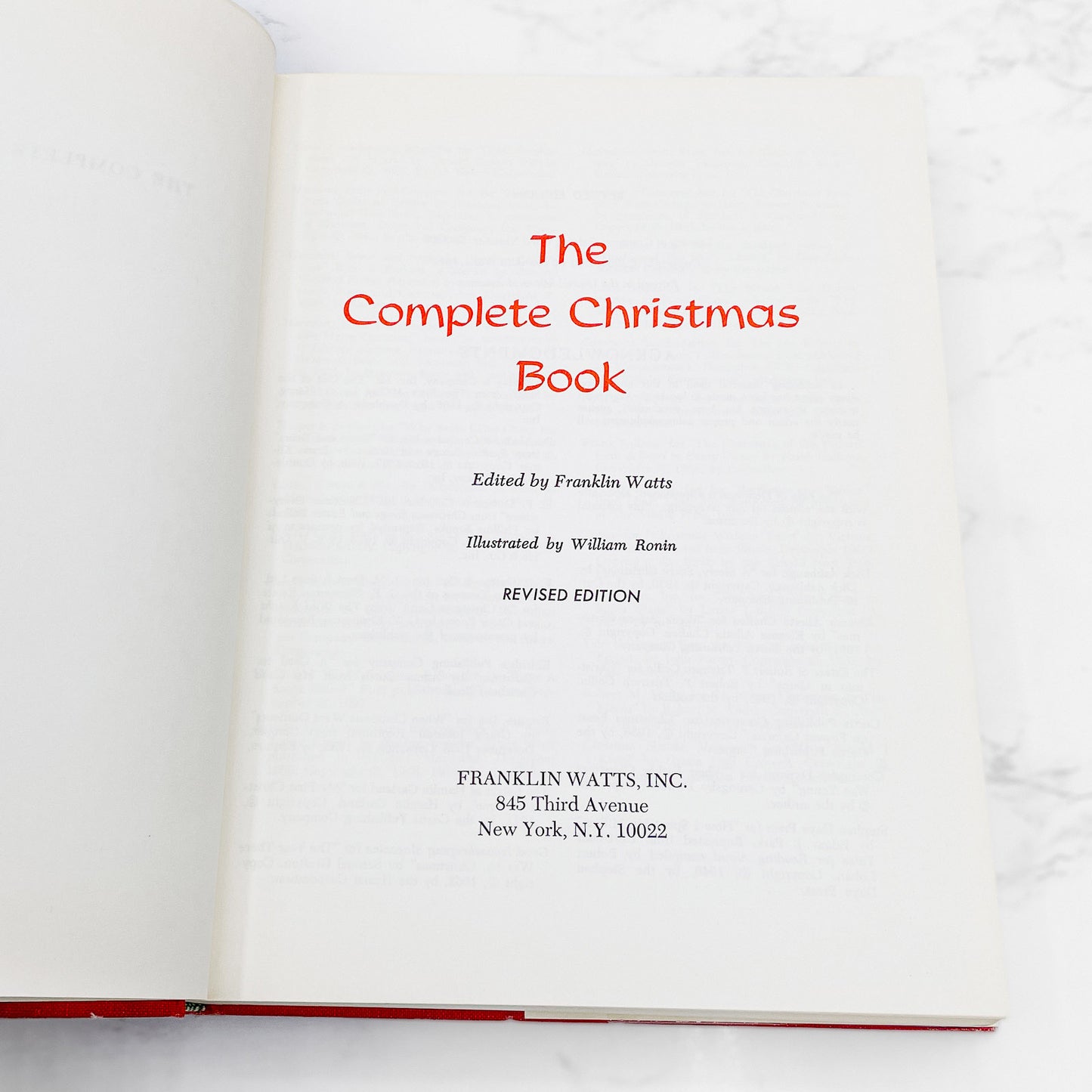 The Complete Christmas Book edited by Franklin Watts [REVISED EDITION HARDCOVER] 1961