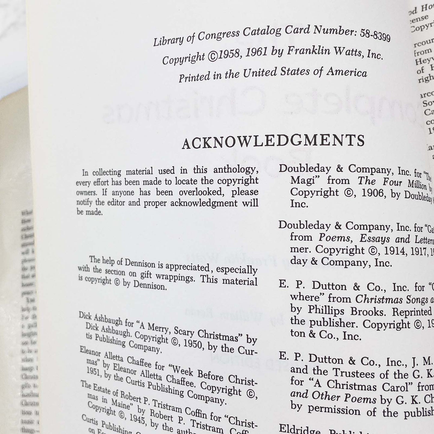 The Complete Christmas Book edited by Franklin Watts [REVISED EDITION HARDCOVER] 1961