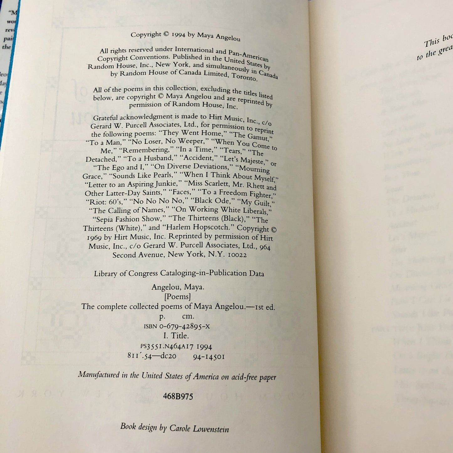 The Complete Collected Poems of Maya Angelou [FIRST EDITION] 1994 • Random House