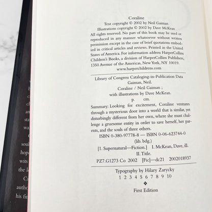 Coraline by Neil Gaiman [U.S. FIRST EDITION • FIRST PRINTING] 2002 • Harper Collins *Condition