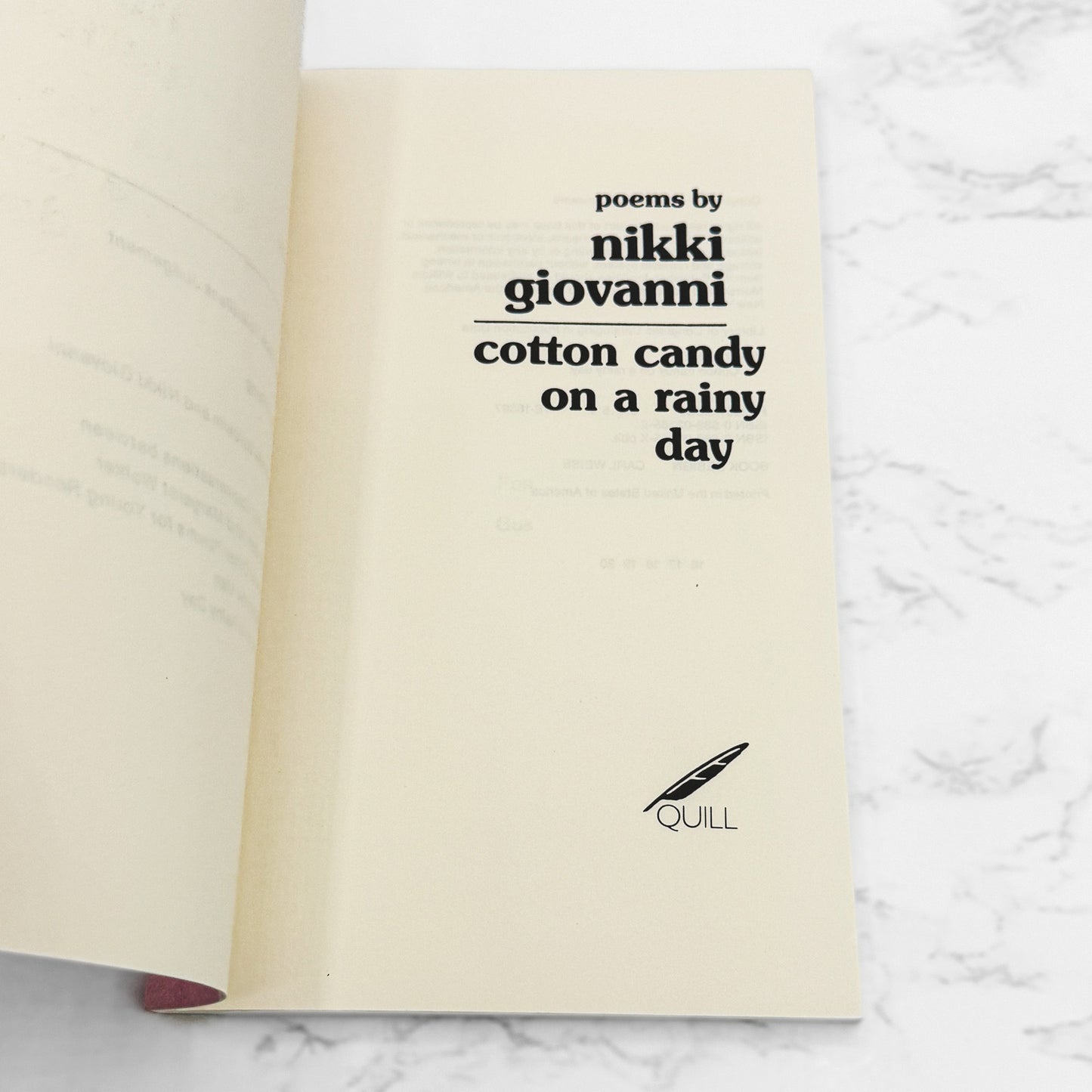 Cotton Candy on a Rainy Day by Nikki Giovanni [FIRST EDITION TRADE PAPERBACK] • 1978 • Quill