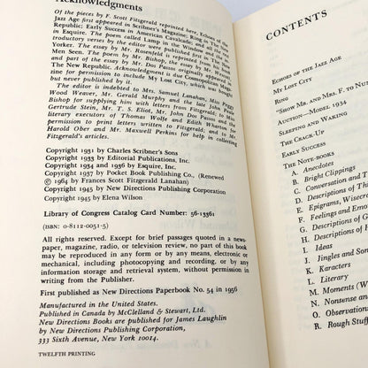 The Crack-Up by F. Scott Fitzgerald [TRADE PAPERBACK] 1956 • New Directions