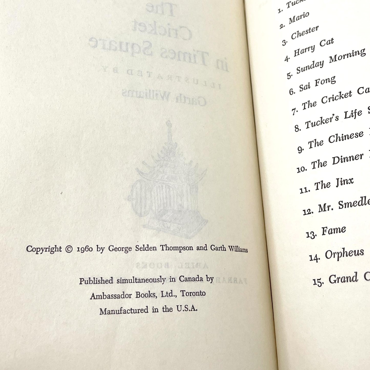 The Cricket in Times Square by George Selden [1960 HARDCOVER] BCE • Ariel Books / FSG