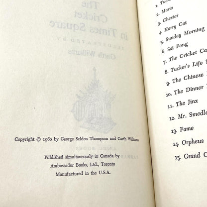 The Cricket in Times Square by George Selden [1960 HARDCOVER] BCE • Ariel Books / FSG