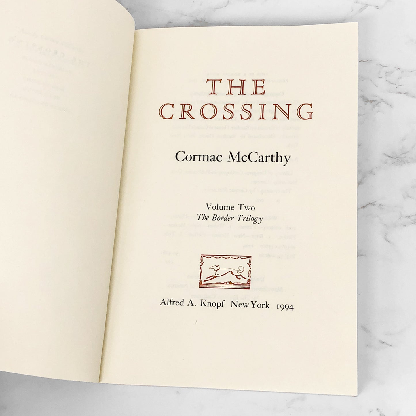 The Crossing by Cormac McCarthy [FIRST EDITION PAPERBACK] 1994 • Knopf
