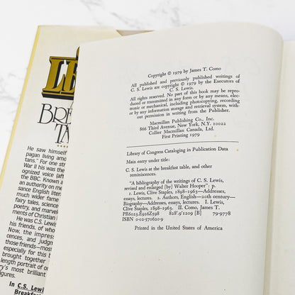 C. S. Lewis at the Breakfast Table & Other Reminiscences [FIRST EDITION • FIRST PRINTING] 1979