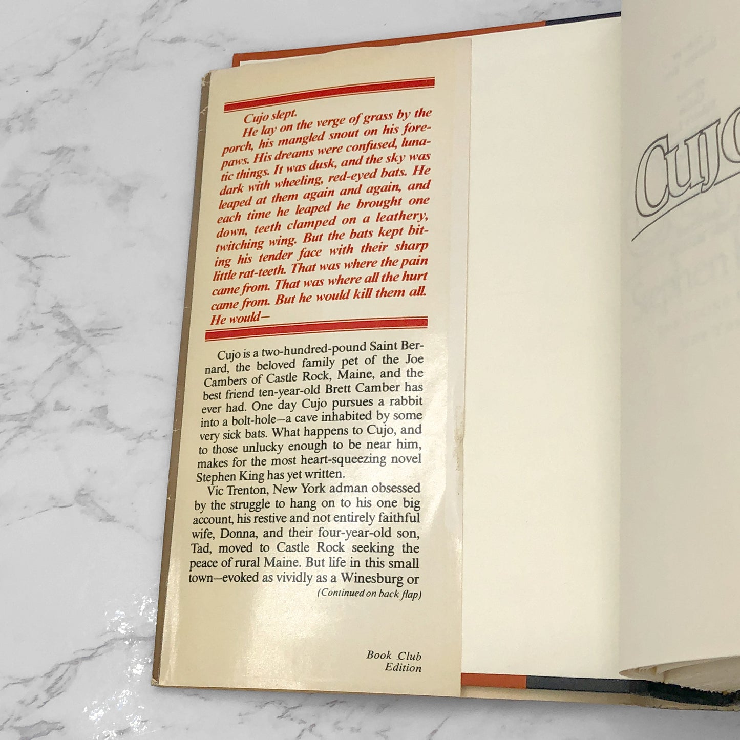 Cujo by Stephen King [BOOK CLUB HARDCOVER] 1981 • The Viking Press