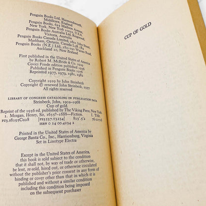 Cup of Gold by John Steinbeck [1982 PAPERBACK] • Penguin