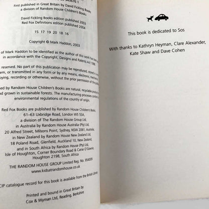 The Curious Incident of the Dog in the Night-Time by Mark Haddon [FIRST U.K. PAPERBACK EDITION] 2004 • Definitions