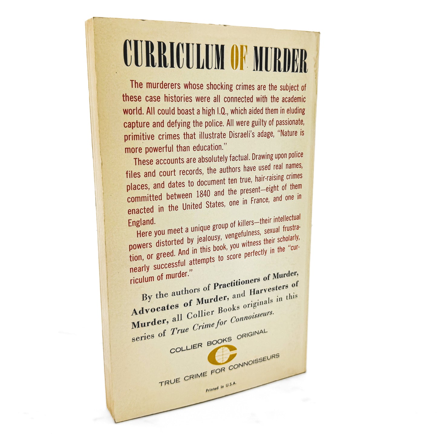 Curriculum of Murder by Charles Boswell & Lewis Thompson [FIRST EDITION PAPERBACK] 1962 • Collier True Crime