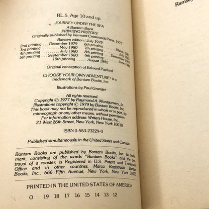Journey Under the Sea [Choose Your Own Adventure #2] by R.A. Montgomery [FIRST EDITION PAPERBACK] 1982 • Bantam