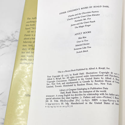 Danny the Champion of the World by Roald Dahl [FIRST EDITION • SECOND STATE] 1989 • 6th Printing • Knopf