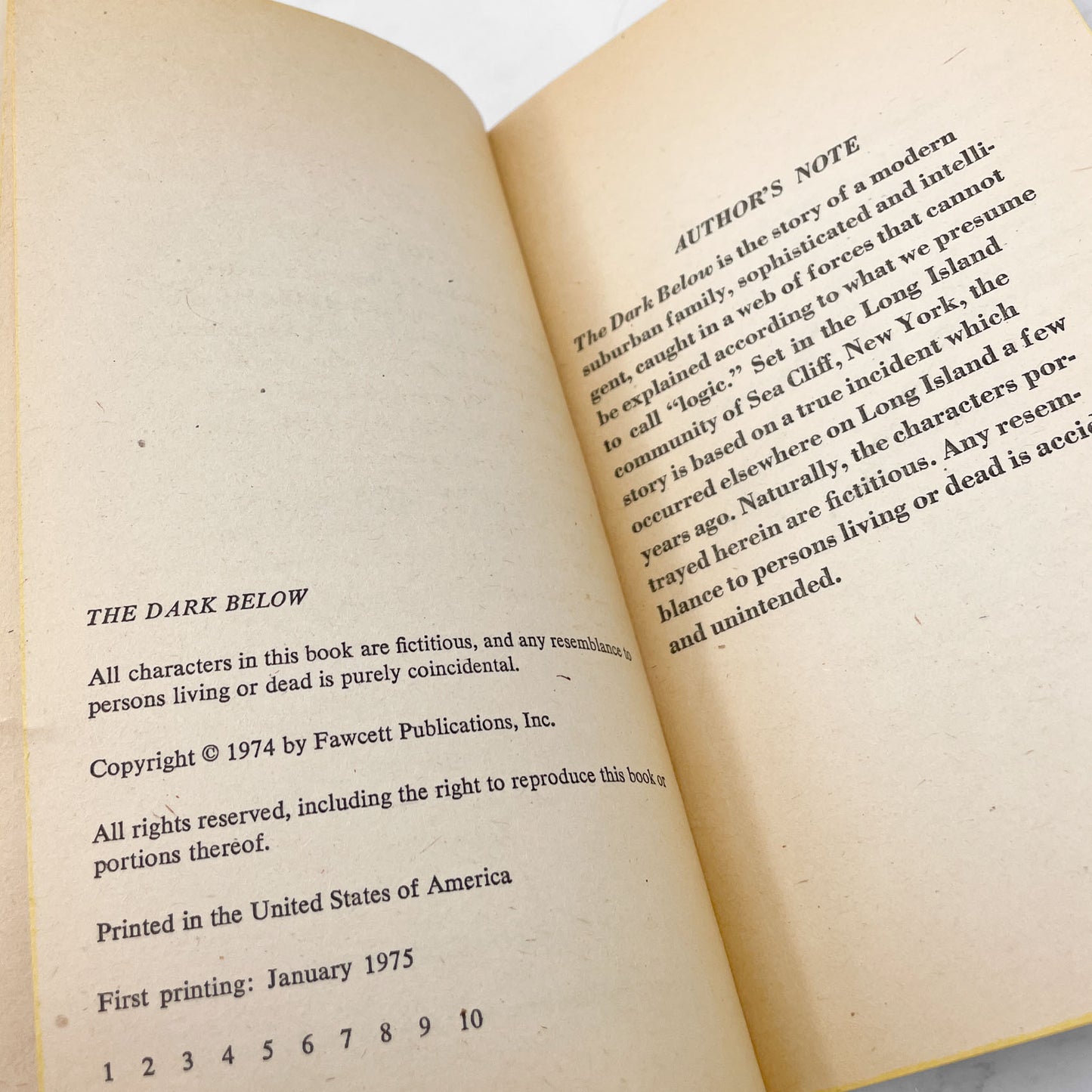 The Dark Below by Michael T. Hinkemeyer [FIRST PAPERBACK PRINTING] 1975 • Fawcett Crest