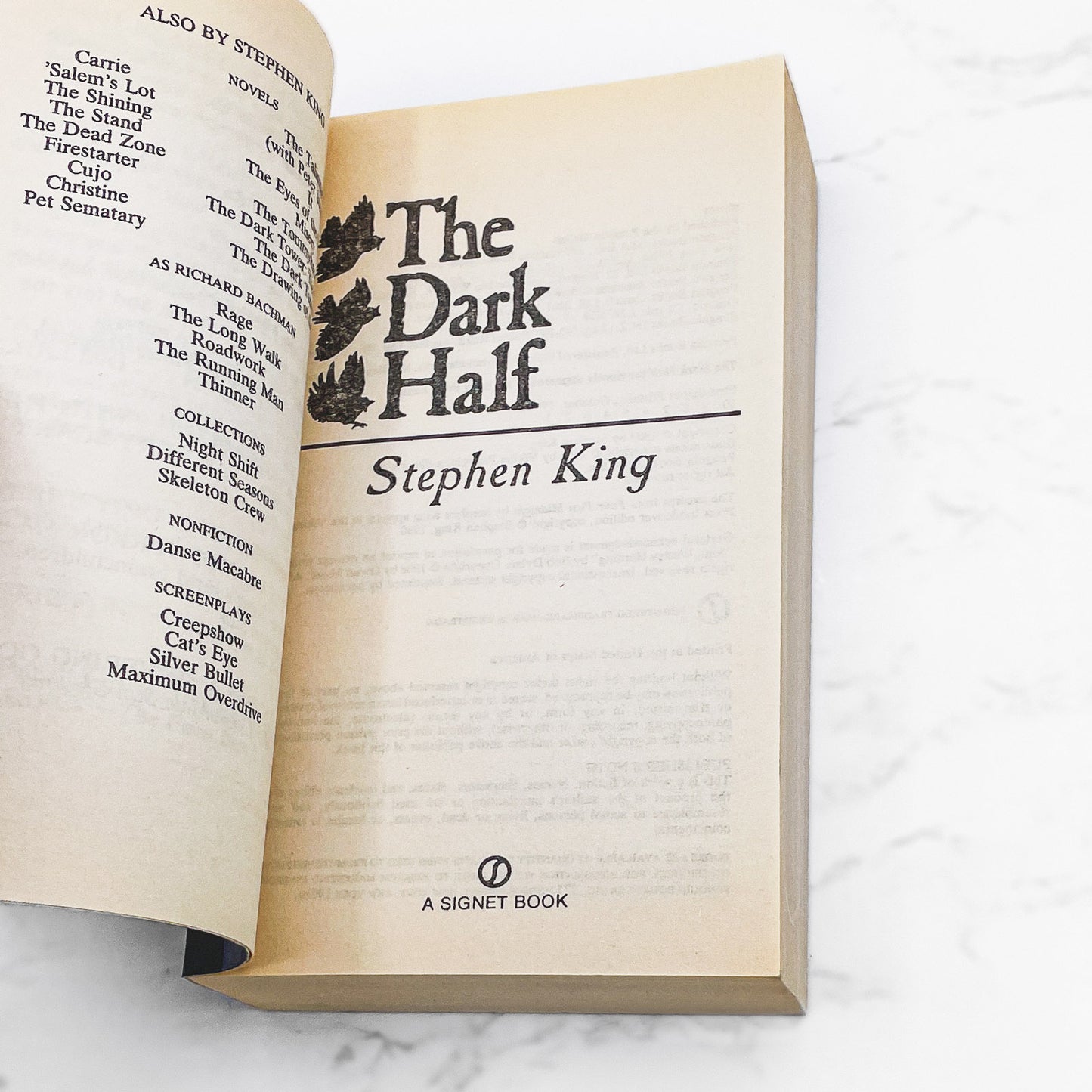 The Dark Half by Stephen King [FIRST PAPERBACK PRINTING] 1990 • Signet