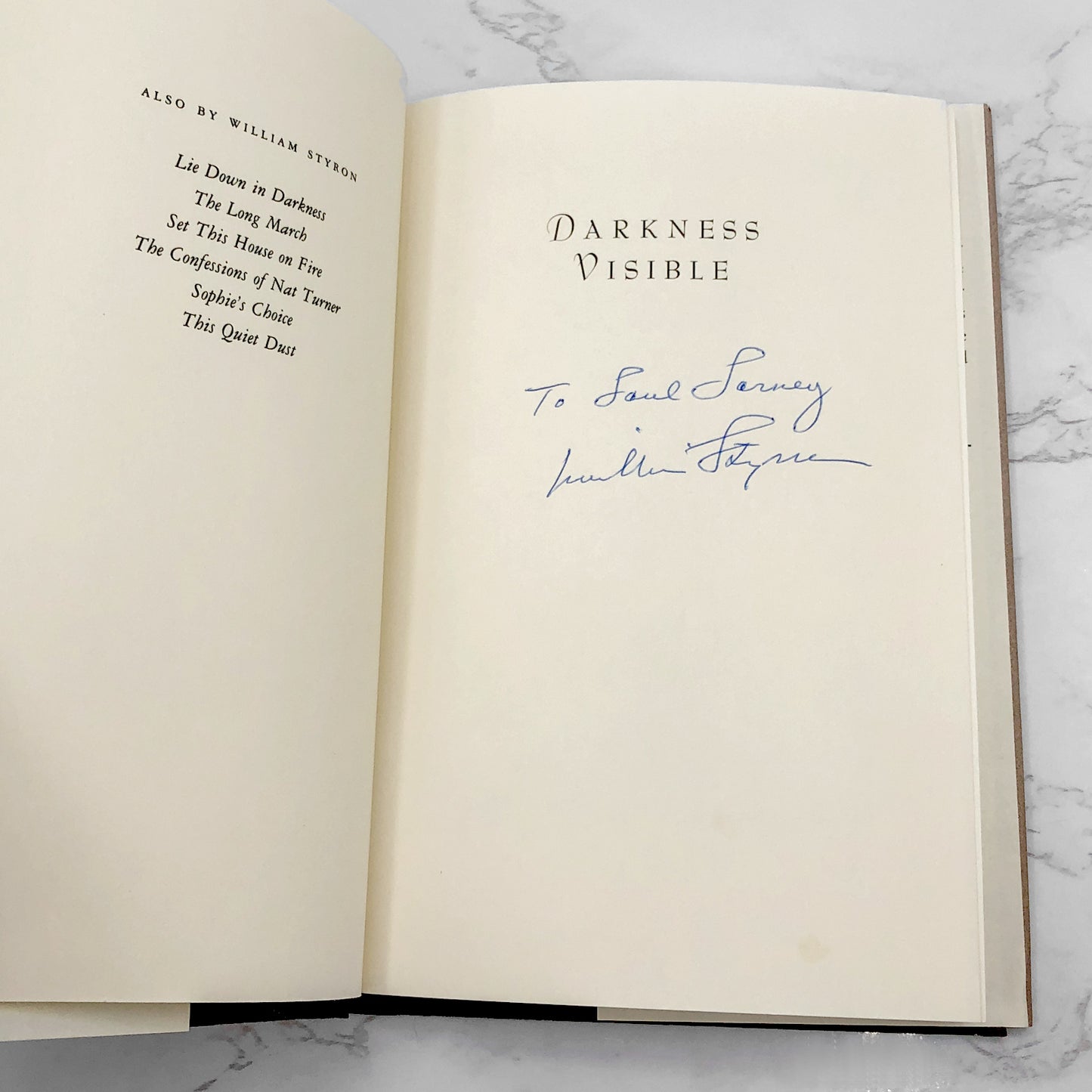 Darkness Visible: A Memoir of Madness by William Styron SIGNED! [FIRST EDITION] 1990 • Random House