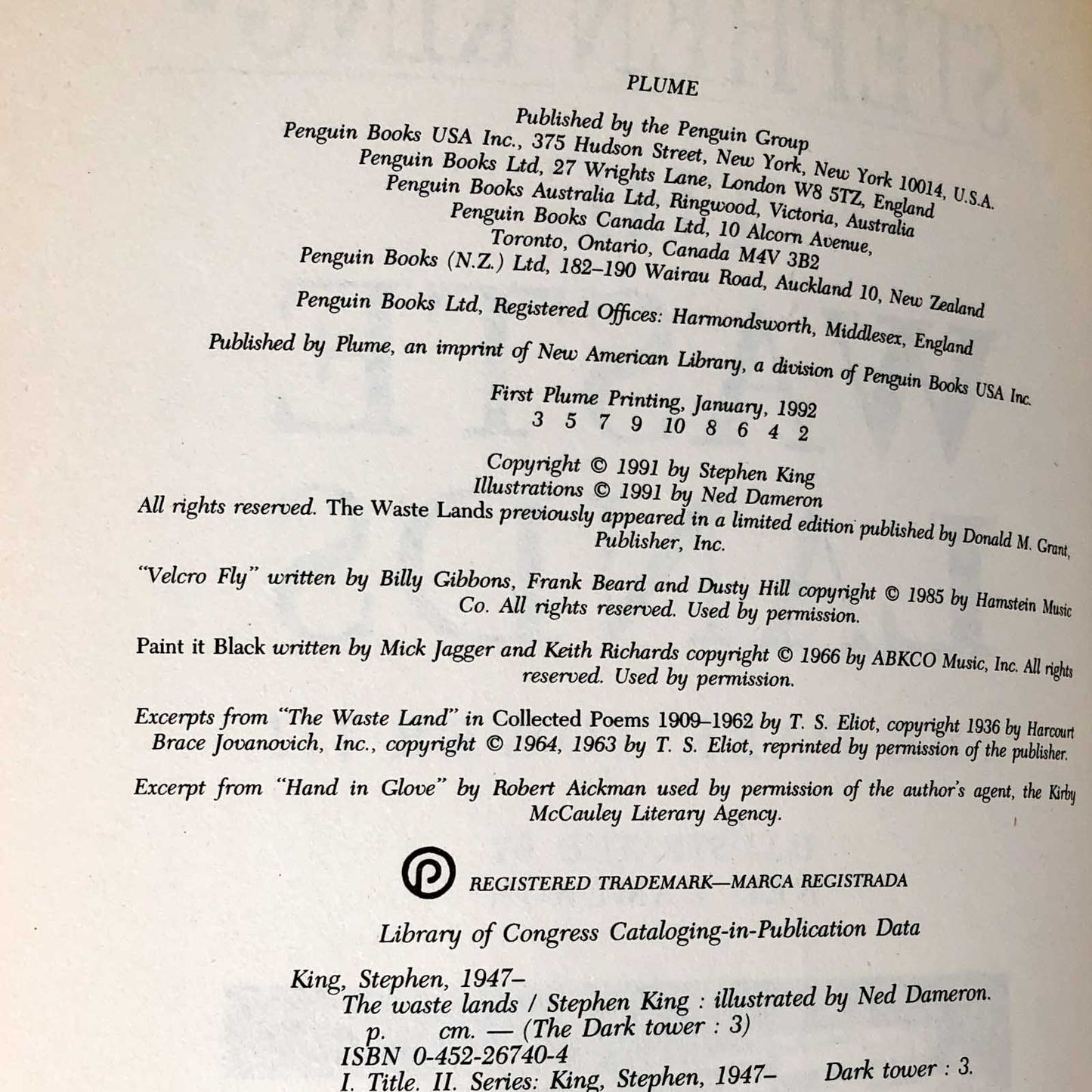 The Dark Tower III: The Waste Lands by Stephen King [FIRST TRADE EDITION] 1992