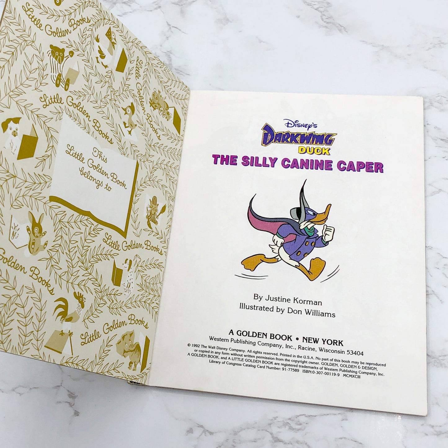 Disney's Darkwing Duck: The Silly Canine Caper by Justine Korman [FIRST EDITION] 1992 • A Little Golden Book