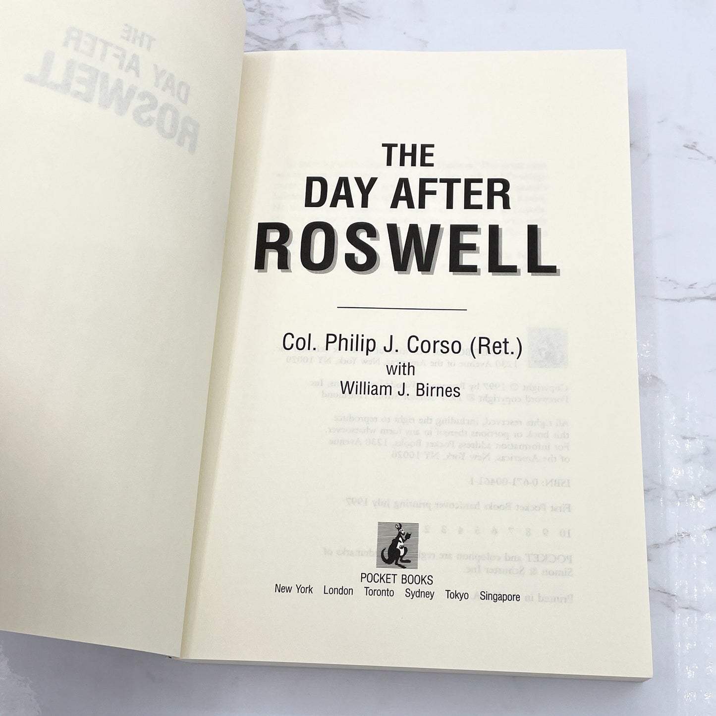 The Day After Roswell by Colonel Philip J Corso & William J Birnes [FIRST EDITION TRADE PAPERBACK] 1997 • Mint!