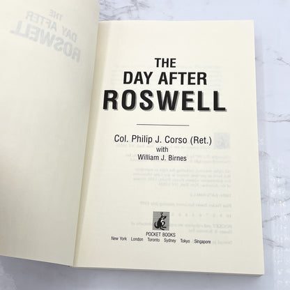 The Day After Roswell by Colonel Philip J Corso & William J Birnes [FIRST EDITION TRADE PAPERBACK] 1997 • Mint!