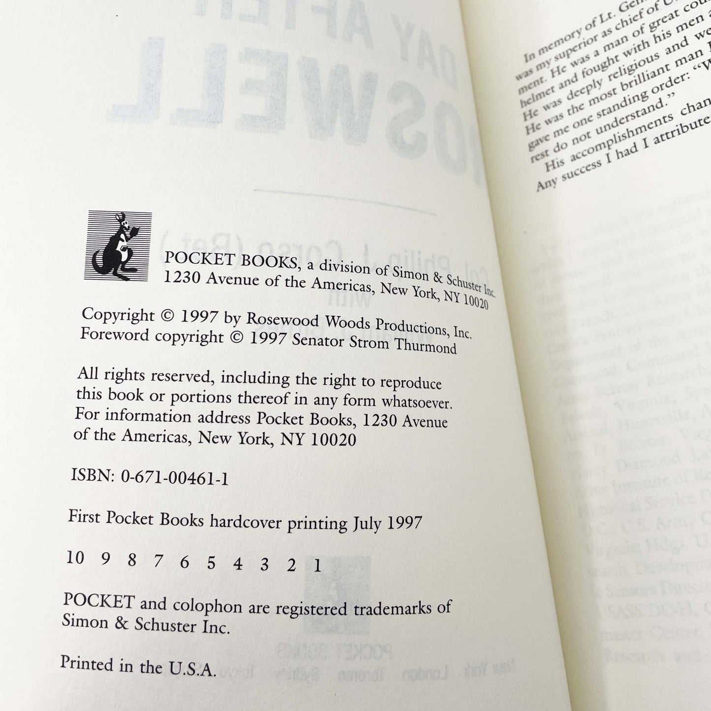 The Day After Roswell by Colonel Philip J Corso & William J Birnes [FIRST EDITION TRADE PAPERBACK] 1997 • Mint!