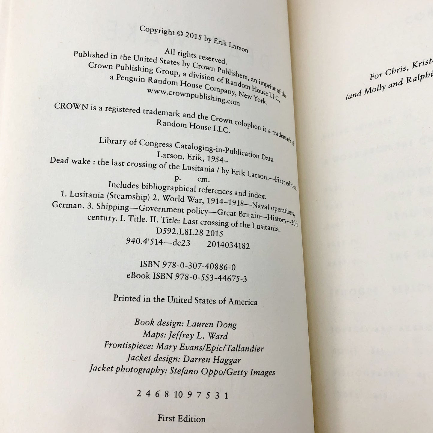 Dead Wake: The Last Crossing of the Lusitania by Erik Larson SIGNED! [FIRST EDITION • FIRST PRINTING]