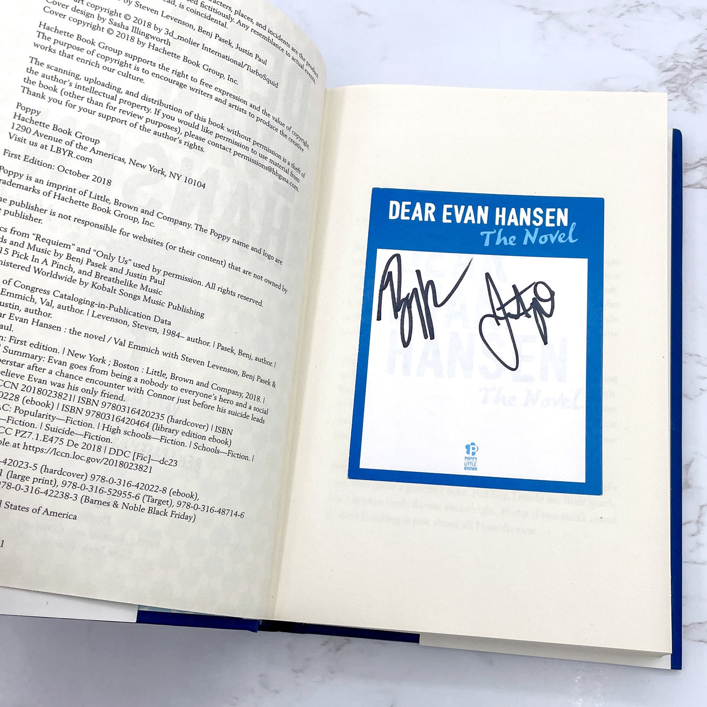 Dear Evan Hansen: A Novel by Val Emmich & Steven Levenson SIGNED! x2 [FIRST EDITION] 2018 • Doubleday