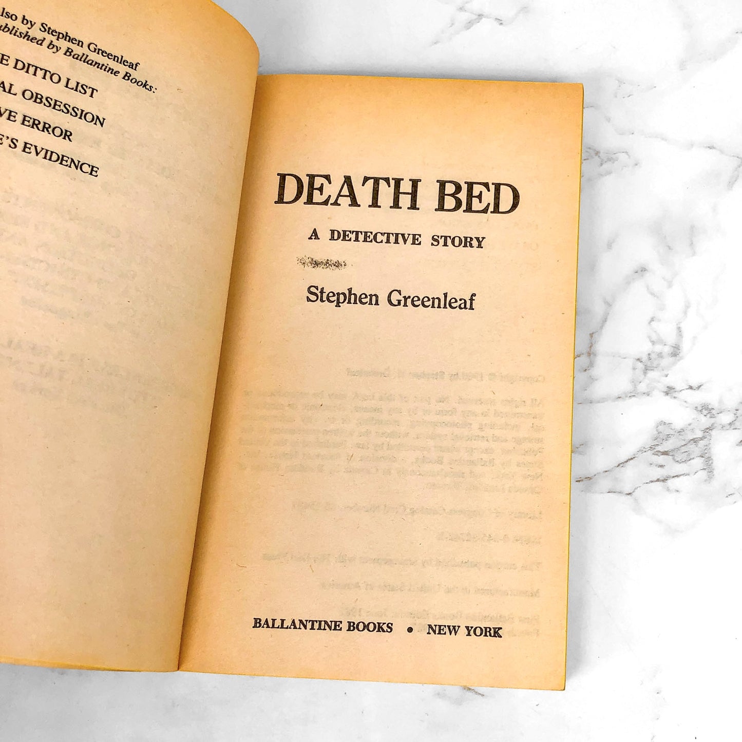 Death Bed by Stephen Greenleaf [FIRST PAPERBACK EDITION] 1987 • Ballantine