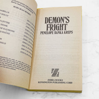 Demon's Fright by Penelope Banka Kreps [FIRST PAPERBACK PRINTING] 1992 • Zebra Horror