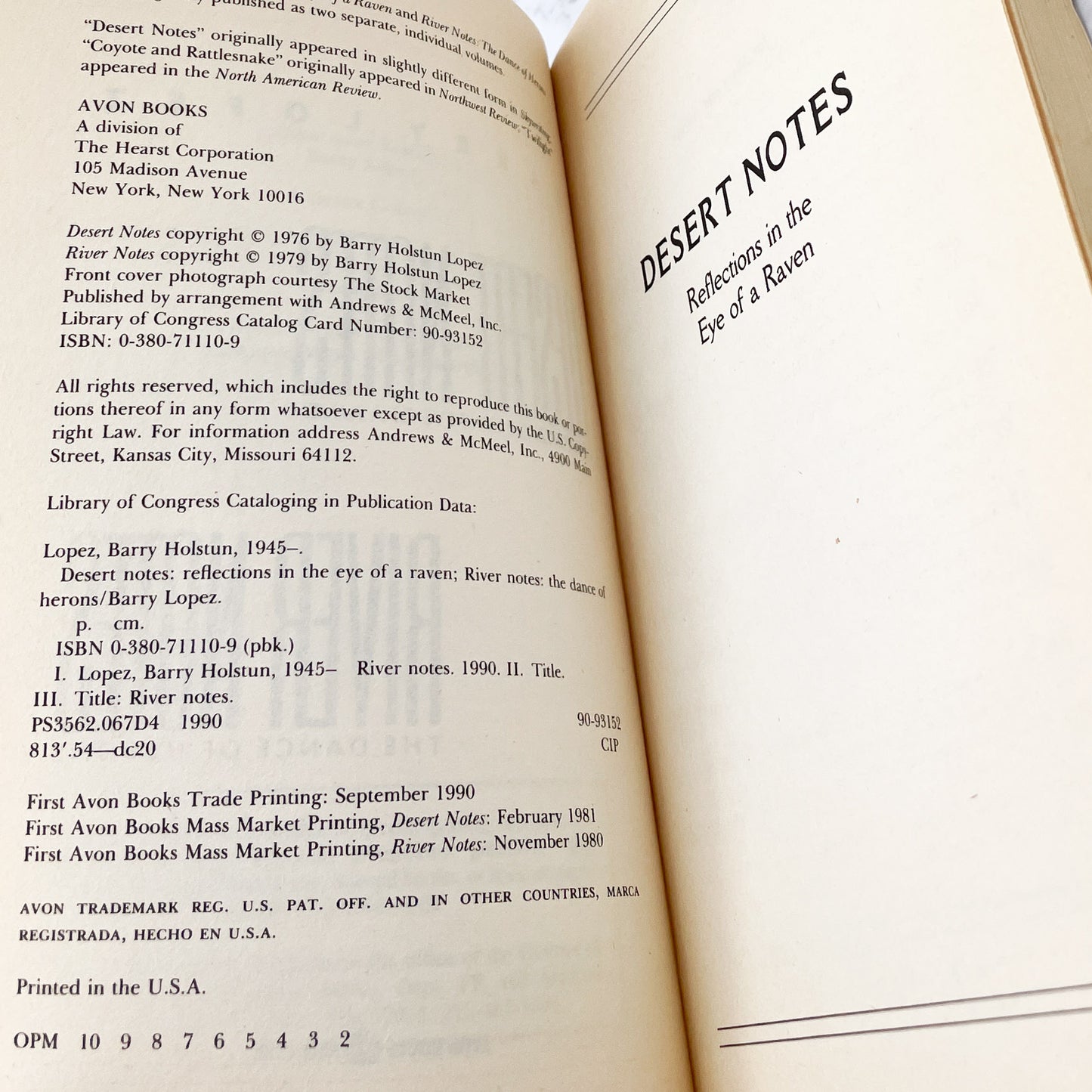 Desert Notes & River Notes by Barry Lopez [TRADE PAPERBACK OMNIBUS] 1990 • Avon Books