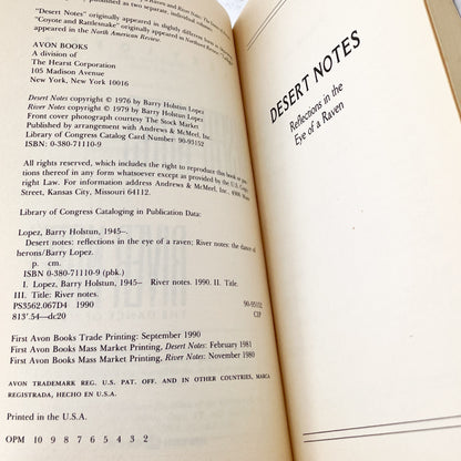 Desert Notes & River Notes by Barry Lopez [TRADE PAPERBACK OMNIBUS] 1990 • Avon Books