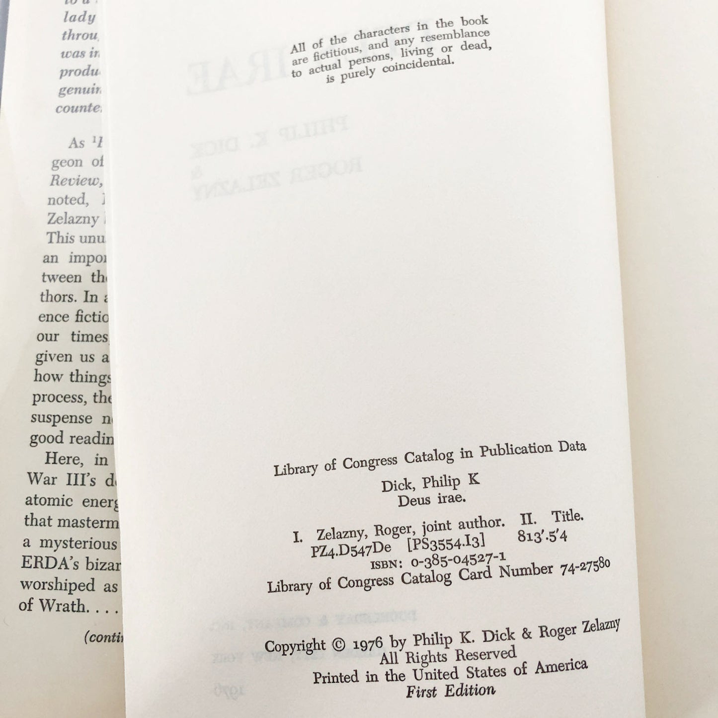 Deus Irae by Philip K. Dick & Roger Zelazny [FIRST EDITION • FIRST PRINTING] 1976 • Doubleday