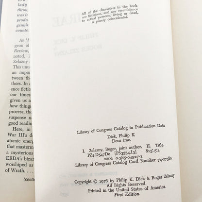 Deus Irae by Philip K. Dick & Roger Zelazny [FIRST EDITION • FIRST PRINTING] 1976 • Doubleday