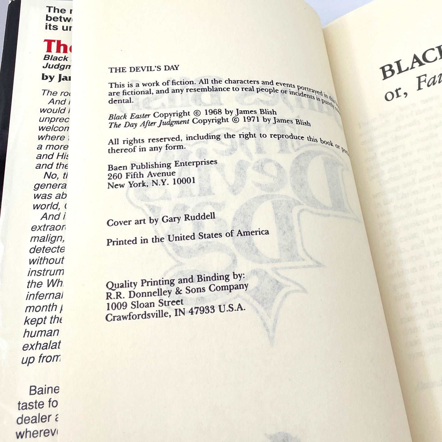 The Devil's Day: Black Easter + The Day After Judgment by James Blish [HARDCOVER OMNIBUS] BCE • 1990 • BAEN