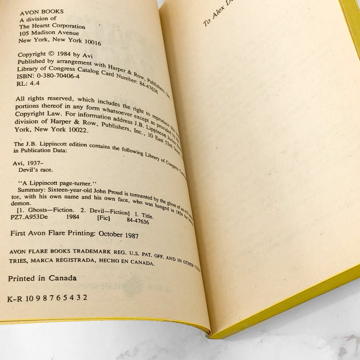 Devil's Race by Avi [FIRST PAPERBACK EDITION] 1987 • Avon Flare