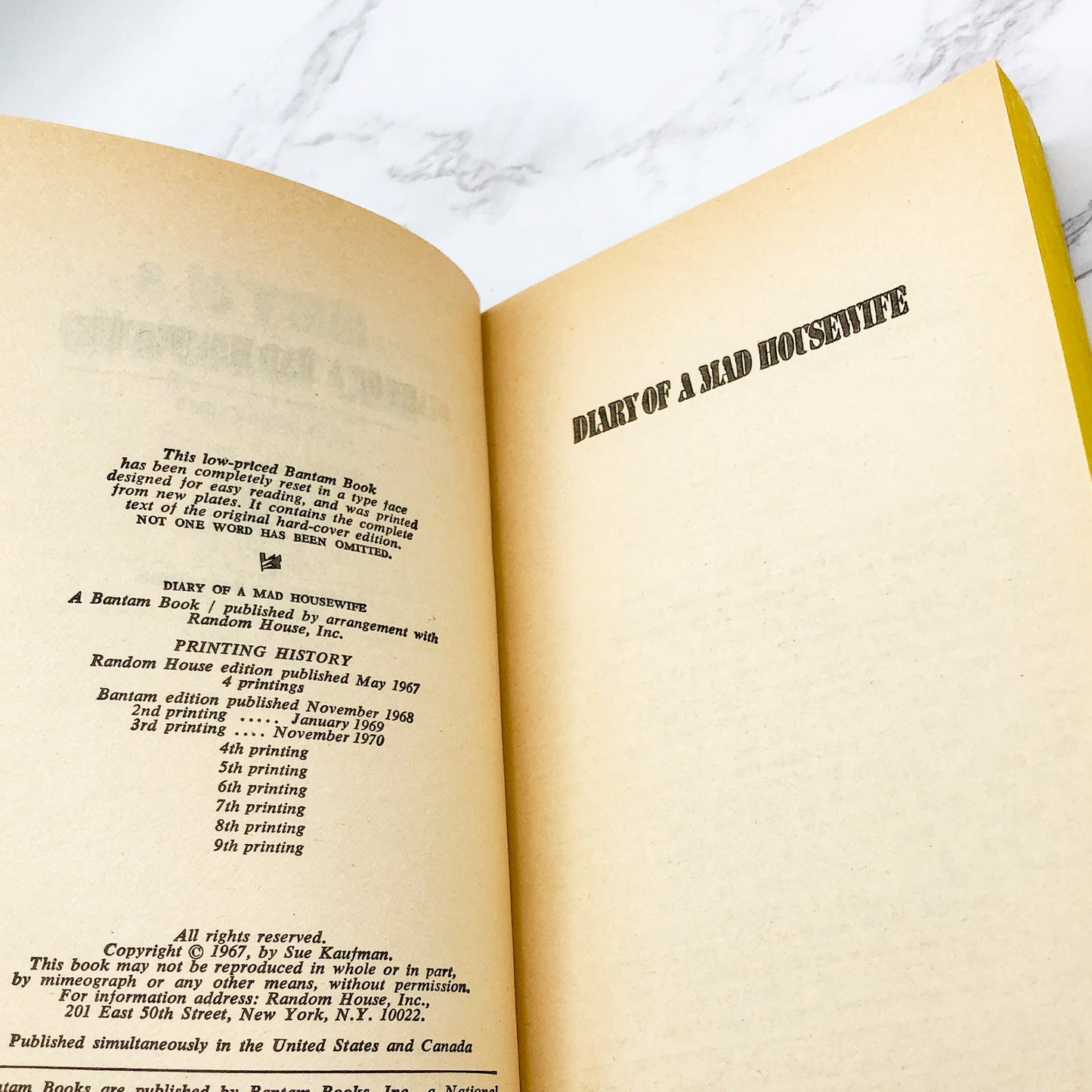 Diary of a Mad Housewife by Sue Kaufman [1970 PAPERBACK] • Bantam