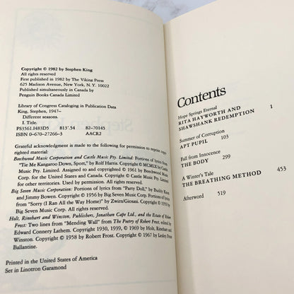 Different Seasons by Stephen King [FIRST EDITION • FIRST PRINTING] 1982 • The Viking Press