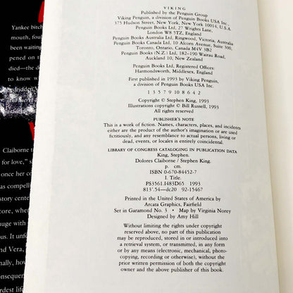 Dolores Claiborne by Stephen King [FIRST EDITION • FIRST PRINTING] 1993 *See Condition