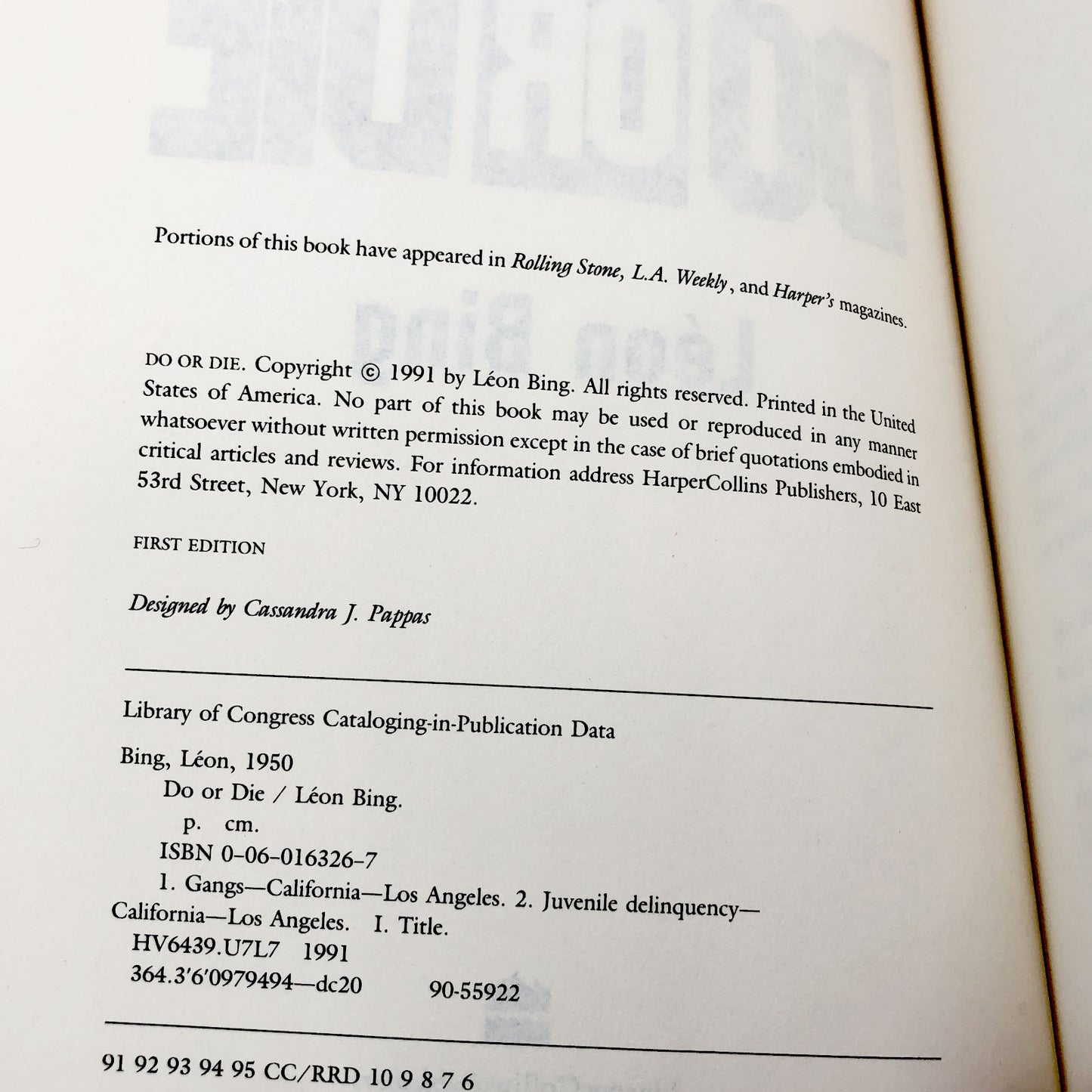 Do or Die by Leon Bing [FIRST EDITION] 1991 • Harper Collins