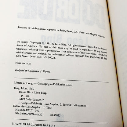 Do or Die by Leon Bing [FIRST EDITION] 1991 • Harper Collins