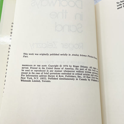 Doorways in the Sand by Roger Zelazny [1976 HARDCOVER] BCE • Harper & Row • Mint!