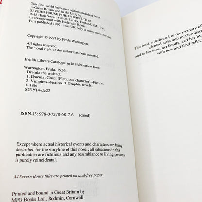 Dracula the Undead by Freda Warrington [FIRST HARDCOVER EDITION] 2009 • Severn House U.K.