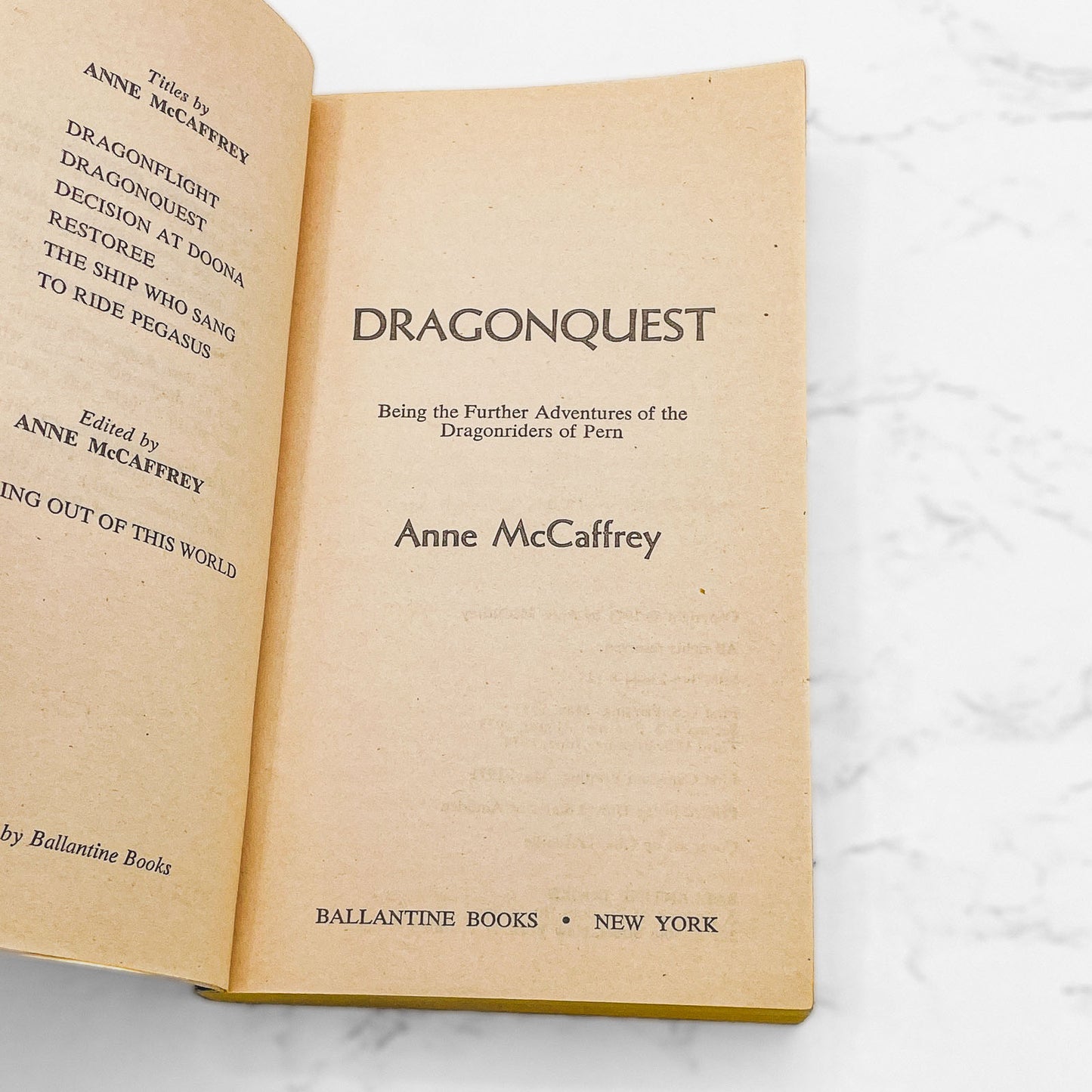 Dragonquest by Anne McCaffrey [FIRST PAPERBACK EDITION] 1974 • Ballantine