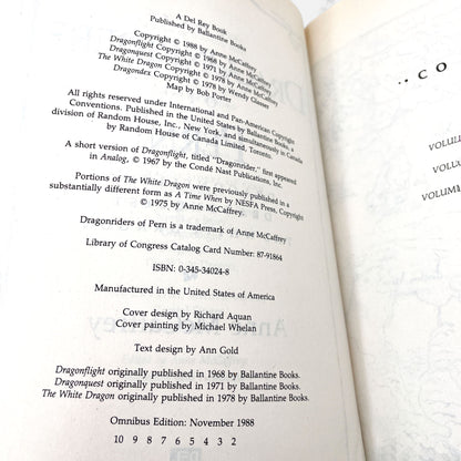 The Dragonriders of Pern (Dragonflight, Dragonquest, The White Dragon) by Anne McCaffrey [FIRST EDITION OMNIBUS] 1988 • Del-Rey
