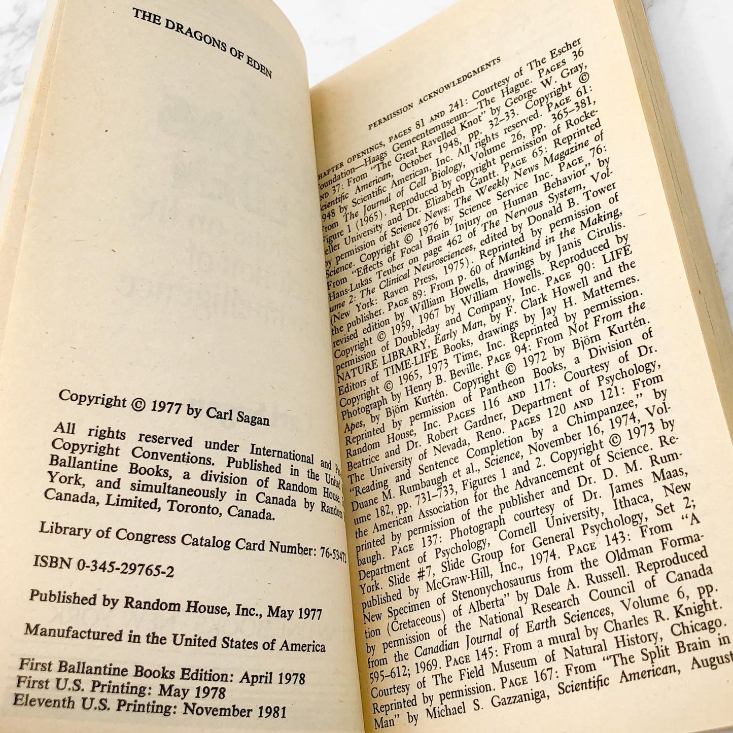 The Dragons of Eden by Carl Sagan [1981 PAPERBACK] • Ballantine