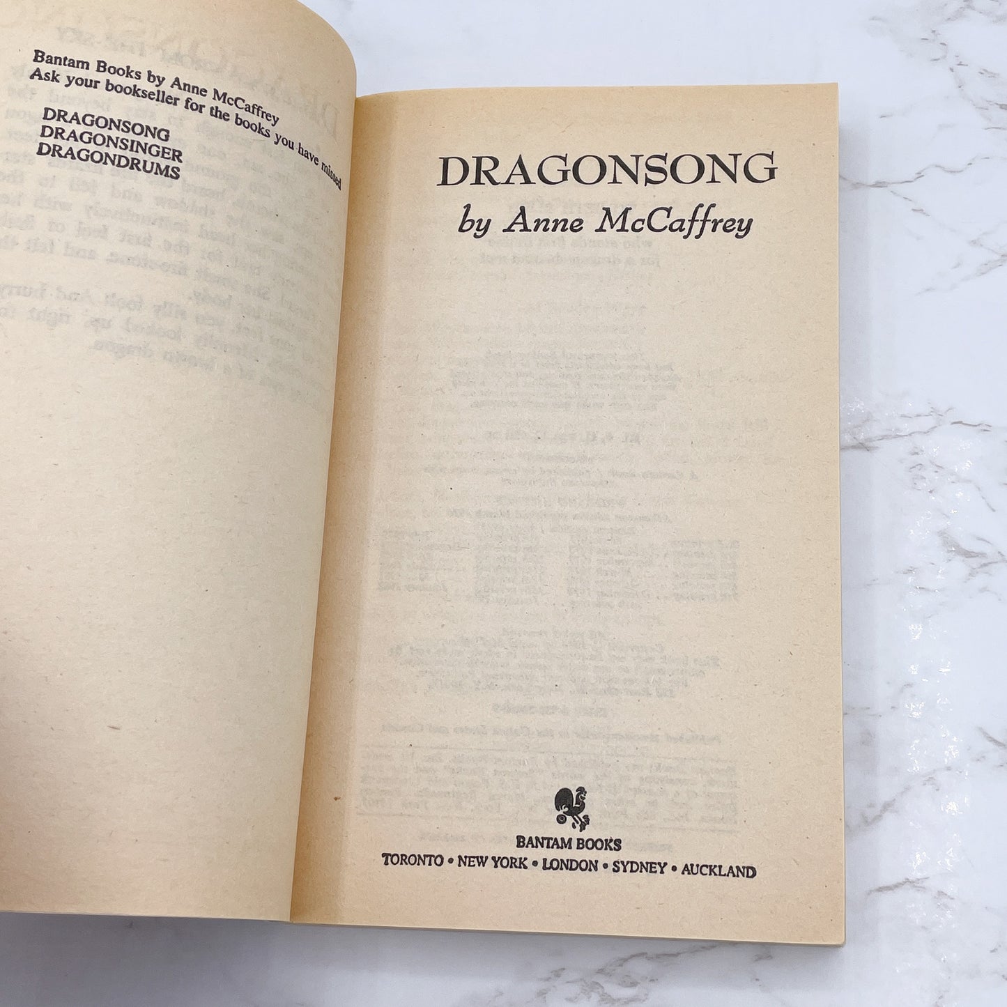 Dragonsong by Anne McCaffrey [FIRST PAPERBACK EDITION] • 14th Print /  1983 • Bantam