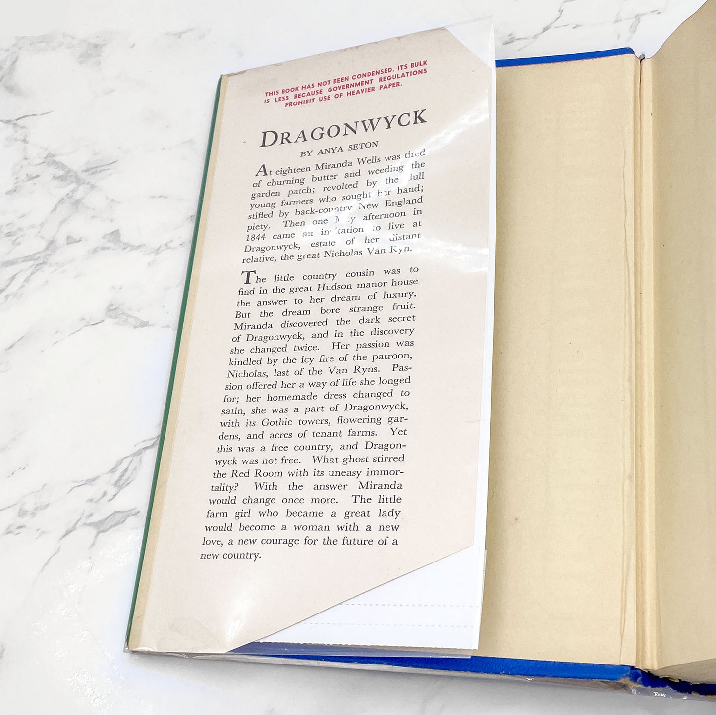 Dragonwyck by Anya Seton [FIRST BOOK CLUB EDITION] 1944 • Houghton Mifflin • Hardcover